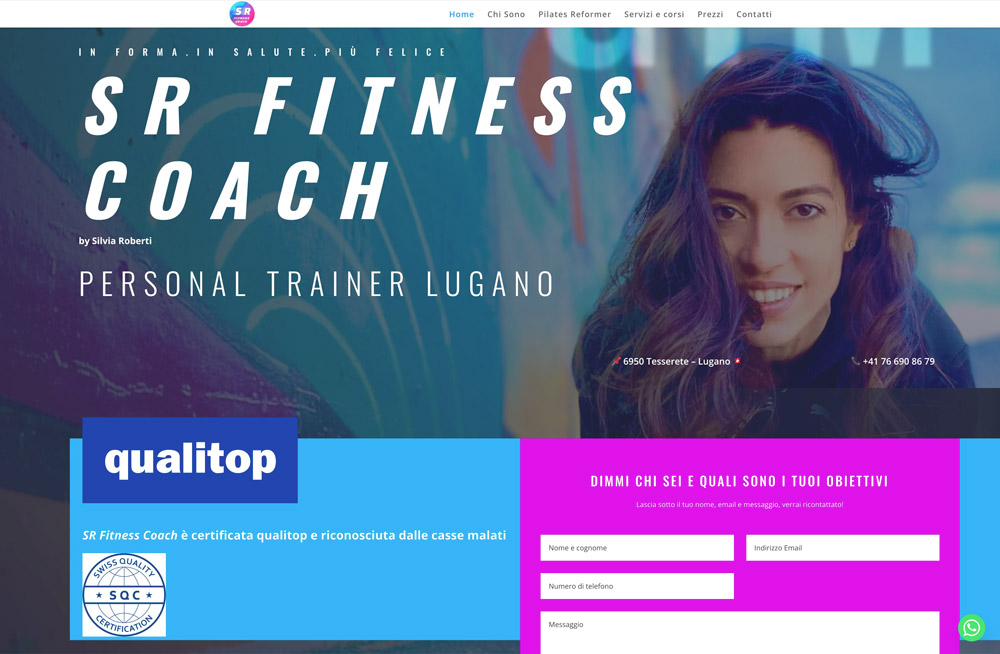 Home page del sito web srfitnesscoach.ch